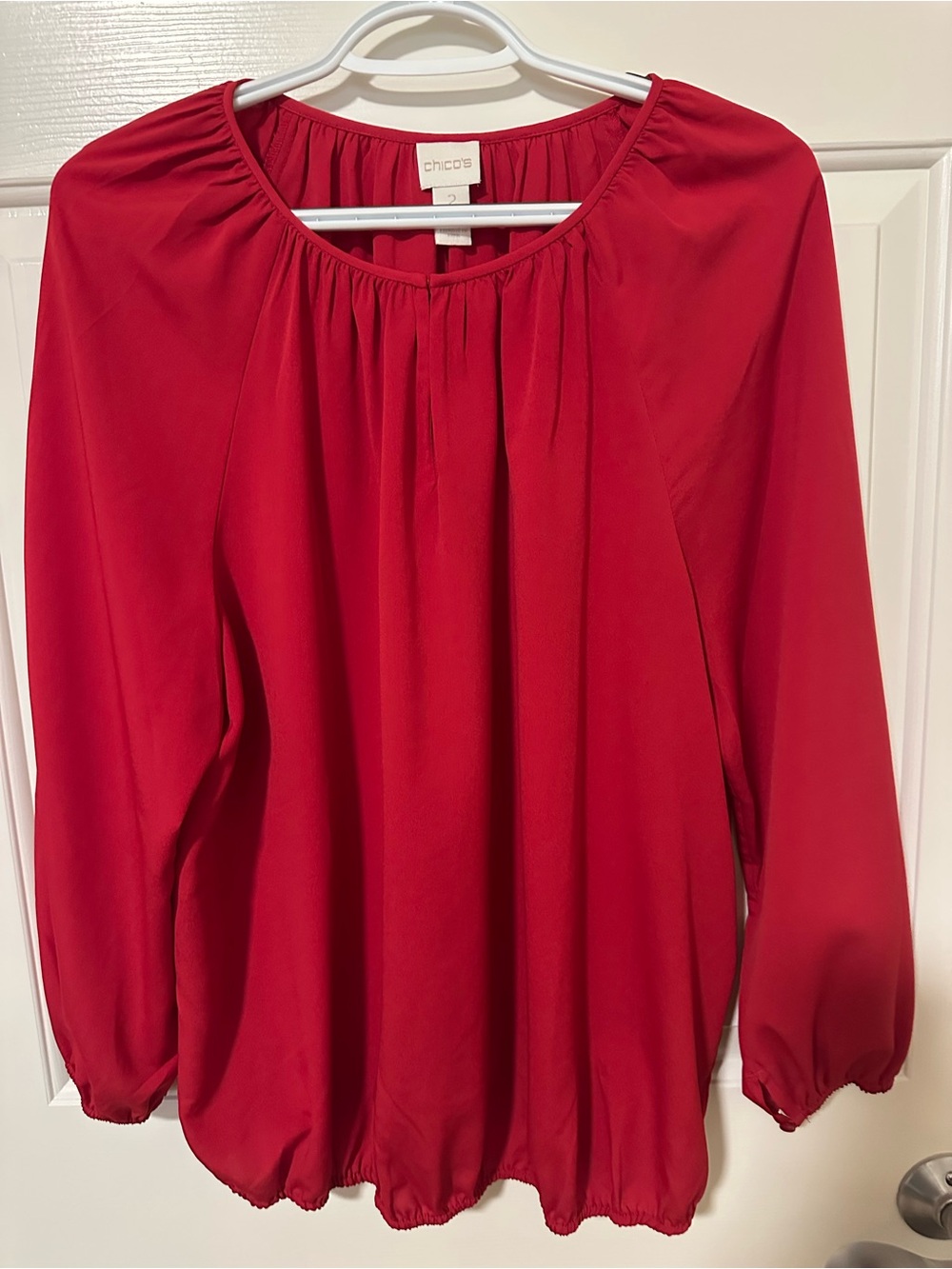 Chico's Red Keyhole Blouse Shirt Women's Size Chico's 2 = Large/12